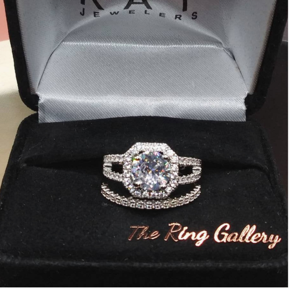 COPY - Sz7 Diamond Wedding Ring Set Sterling Silver #14 Size 6,7,8,9,10
